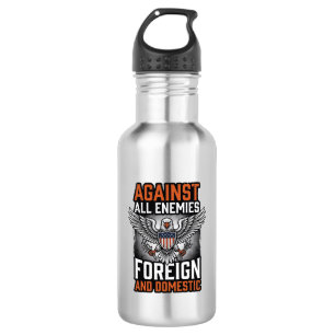 Gegen alle Feinde Patriotischer Adler-Shirt-Design Edelstahlflasche