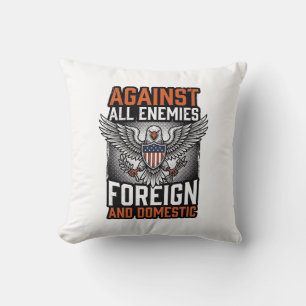 Gegen alle Feinde Patriotischer Adler-Shirt-Design Kissen