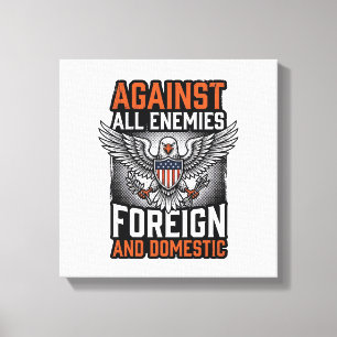 Gegen alle Feinde Patriotischer Adler-Shirt-Design Leinwanddruck