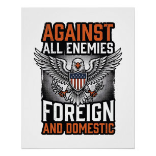 Gegen alle Feinde Patriotischer Adler-Shirt-Design Poster