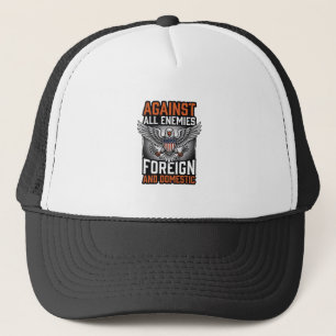 Gegen alle Feinde Patriotischer Adler-Shirt-Design Truckerkappe