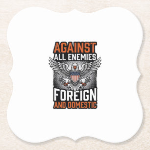 Gegen alle Feinde Patriotischer Adler-Shirt-Design Untersetzer