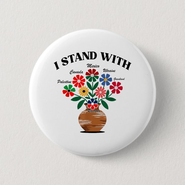 Gegen Trump stehe ich mit Kanada Mexiko Grönland G Button (Vorderseite)