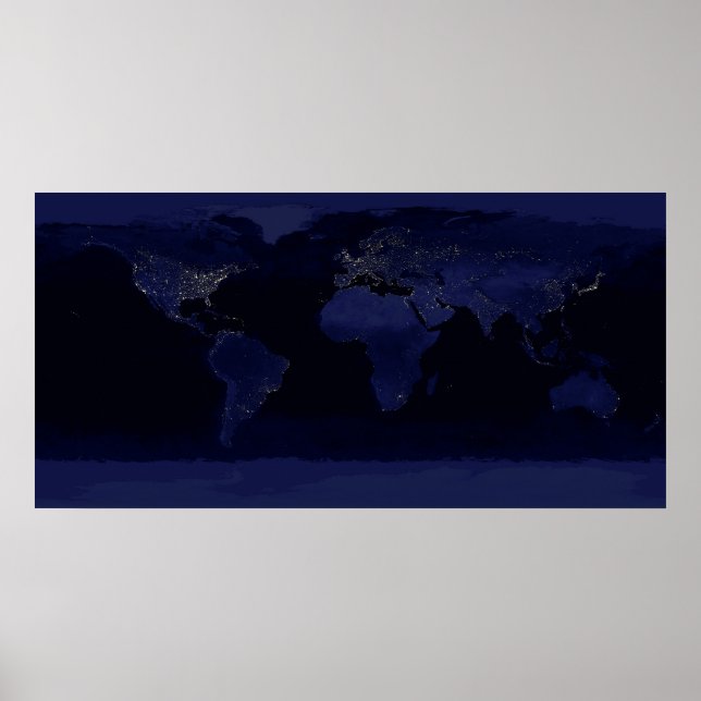 Gegenbild der Erde in der Nacht. Poster (Vorne)