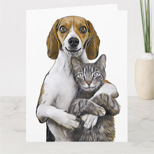 GEGENSATZE ZIEHEN SICH AN KATZE & HUND HOCHZEITS-G KARTE