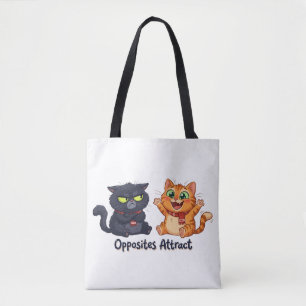 Gegensätze ziehen süße Katzen an Design Tasche