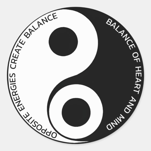 Gegenüber den Energien, schaffen Sie Balance Yin Y Runder Aufkleber (Vorderseite)