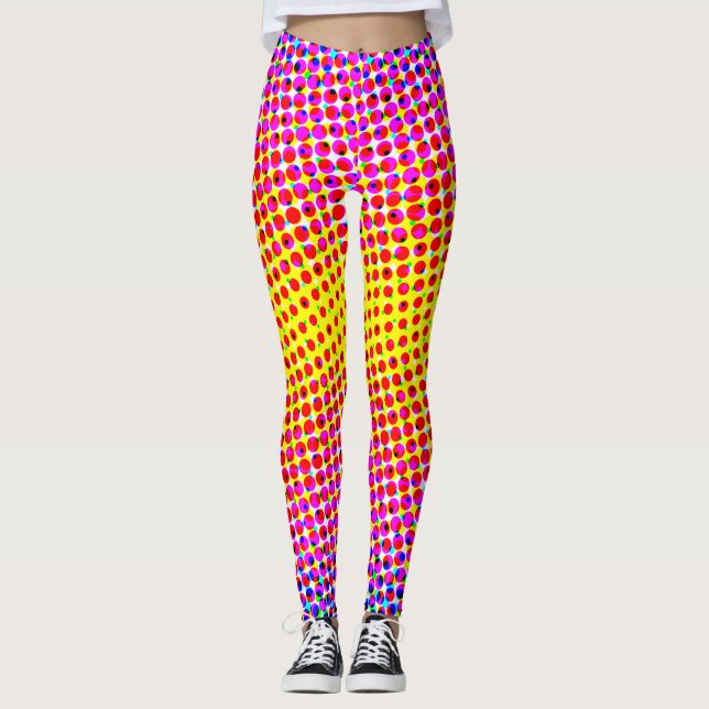 Gegenwärtig rosa gelbe Pixel Leggings (Vorderseite)