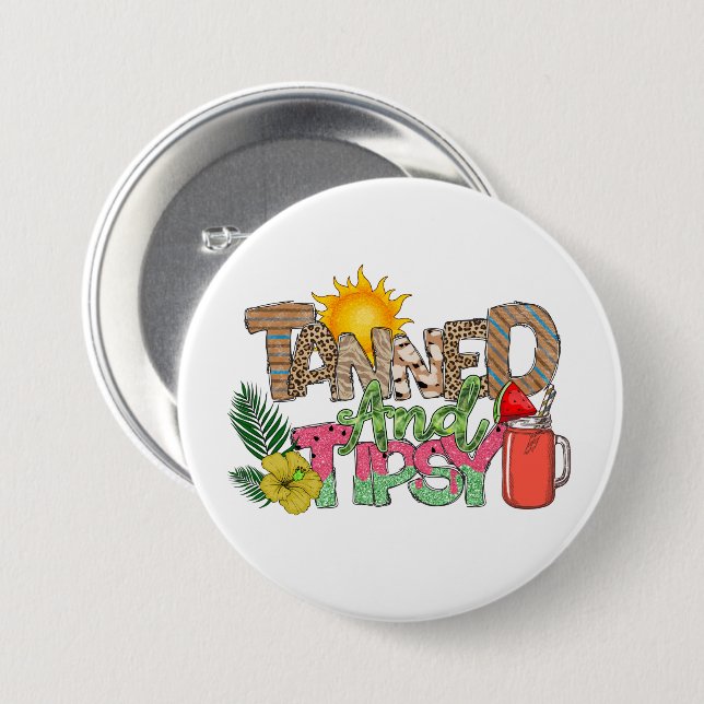 Gegerbt und Tipsy | Fun Summer Party Design Button (Vorne & Hinten)