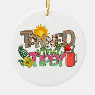 Gegerbt und Tipsy   Fun Summer Party Design Keramik Ornament