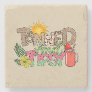 Gegerbt und Tipsy Fun Summer Party Design Steinuntersetzer