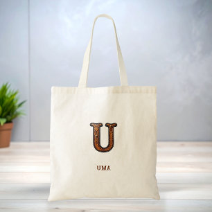 Geglättete Western-Lederinitialen-Monogramm U Tragetasche