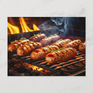 Gegrillte Bratwurst-Würstchen BBQ Postkarte