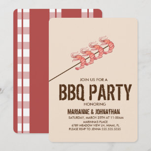 Gegrillte Garnelen-Spieße BBQ-Party Einladung