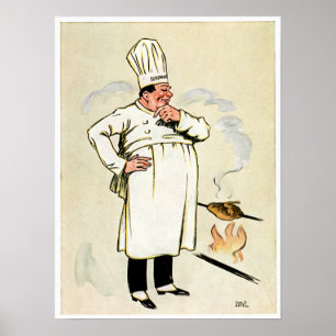 Gegrillte Huhn-Kochs-Vintage Poster
