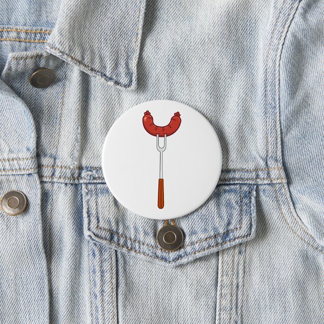 Gegrillte Wurst auf BBQ-Gabel Button (Von Creator hochgeladen)