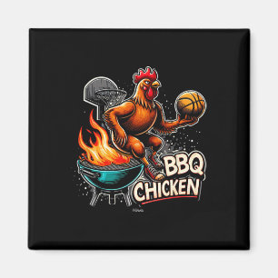 Gegrilltes BBQ-Hähnchen spielt flammendes Basketba Magnet