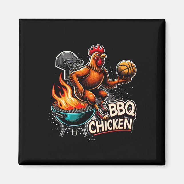 Gegrilltes BBQ-Hähnchen spielt flammendes Basketba Magnet (Vorne)