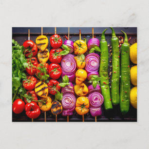 Gegrilltes Gemüse. Reihe von schön verkohltem Ge Postkarte