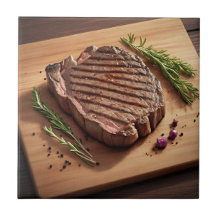 Gegrilltes Ribeye-Steak mit Rosmarin Fliese