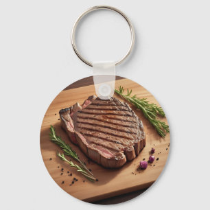 Gegrilltes Ribeye-Steak mit Rosmarin Schlüsselanhänger