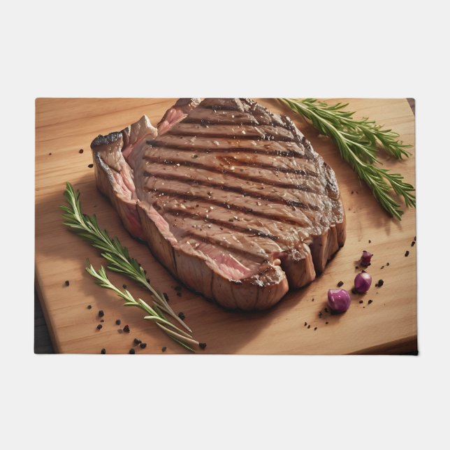 Gegrilltes Ribeye-Steak Rosmarin Fußmatte (Vorderseite)
