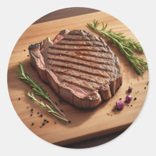 Gegrilltes Ribeye-Steak Rosmarin Runder Aufkleber