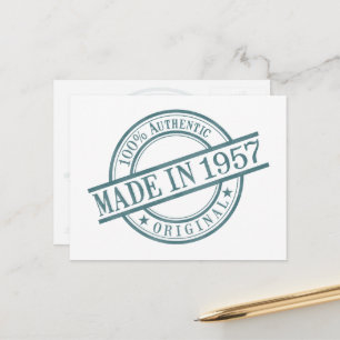 Gegründet 1957 Geburtsjahr Runde Gummistempel Logo Postkarte
