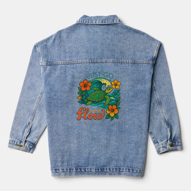 Geh einfach mit der Flow Turtle Jeansjacke (Rückseite)