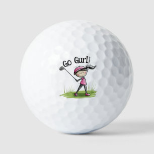 "Geh Gurl!" Fun Cartoon Golf Ball für Damen Golfer