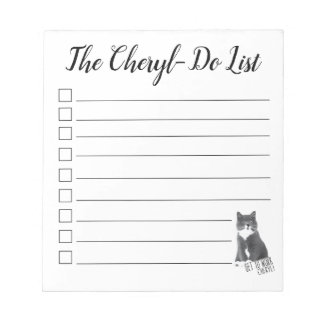 Geh in Tscheryl an die Arbeit! Tscheryl-Do-Liste Notizblock