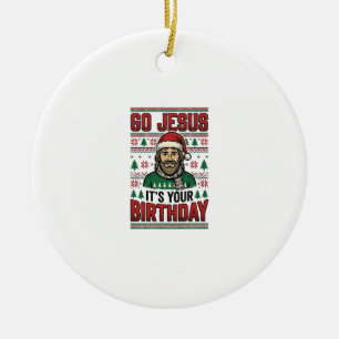 Geh Jesus Weihnachten Geburtstag Vintage-Shirt Keramik Ornament