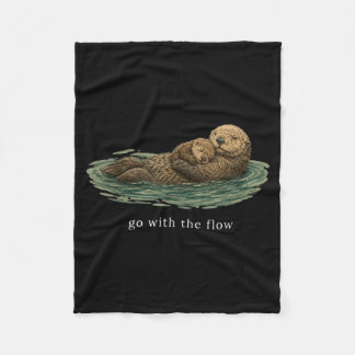 Geh mit dem Fluss Otter Schwimmend Ruhige Natur Ku Fleecedecke