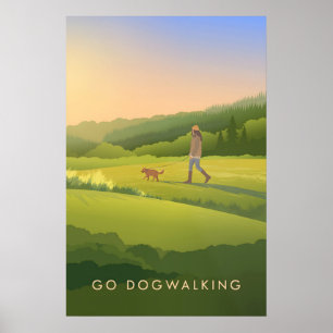Geh mit dem Hund spazieren Reiseplakat Poster