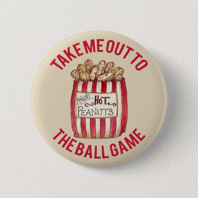 Geh mit mir zum Baseballspiel - Vintage-Button Button (Vorderseite)