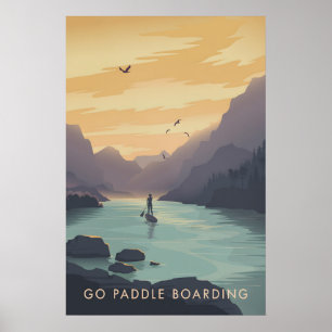 Geh Paddleboarding Reiseplakat Poster