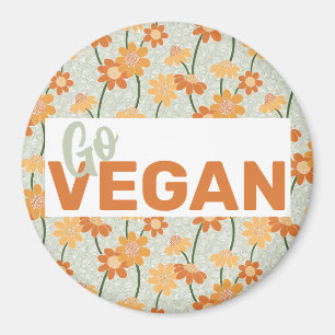 Geh vegan! Hübscher Retro-Mutation der Blume der 1 Magnet