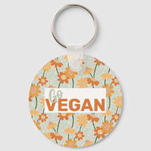 Geh Vegan! Hübscher Retro-Mutation der Blume der 1 Schlüsselanhänger