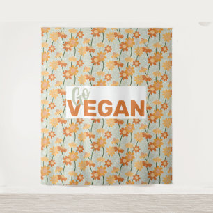 Geh Vegan! Hübscher Retro-Mutation der Blume der 1 Wandteppich
