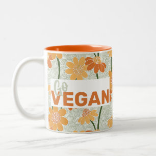 Geh vegan! Hübscher Retro-Mutation der Blume der 1 Zweifarbige Tasse