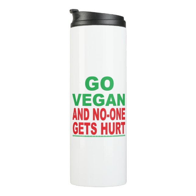 Geh Vegan und niemand wird verletzt Thermosbecher (Nach rechts gedreht)