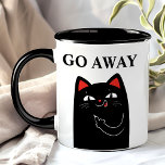 Geh weg Middle Finger Black Cat Funny Tasse<br><div class="desc">Geh weg Middle Finger Black Cat Funny Mug. Personalisieren Sie dieses benutzerdefinierte Design mit Ihrem eigenen Text.</div>