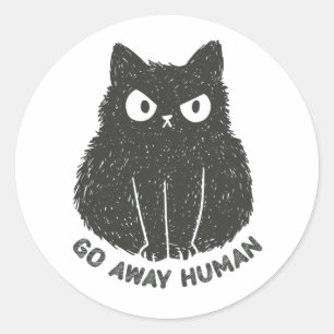 Geh weg von Mensch. Cat Shaped Runder Aufkleber