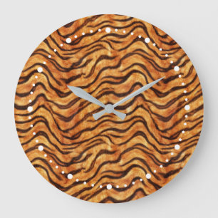 Geh wild gestreifter Tiger Orange Dunkelbraun Große Wanduhr