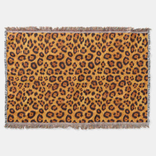 Geh wild Leoparden-Druck Gold Orange Bernstein Fel Decke