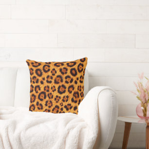 Geh wild Leoparden-Druck Gold Orange Bernstein Fel Kissen