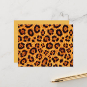 Geh wild Leoparden-Druck Gold Orange Bernstein Fel Postkarte