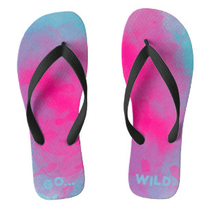 GEH WILD - Rosa Blaue Wasserfarbe Spritzer Flip Flops