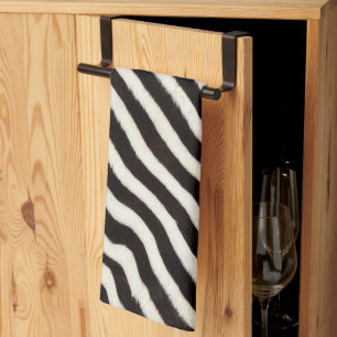 Geh wild Zebra Streifen Schwarz Weiß Faux Fell Opt Geschirrtuch
