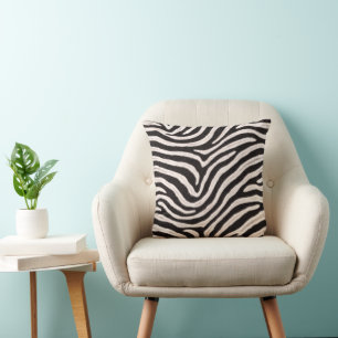 Geh wild Zebra Streifen Schwarz Weiß Faux Fell Opt Kissen
